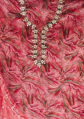 pink organza hand embroidery dress material 4