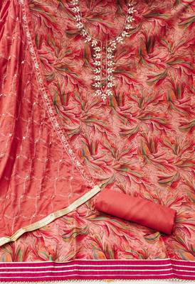 peach organza hand embroidery dress material 2
