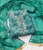 sea green organza hand embroidery dress material