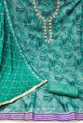 sea green organza hand embroidery dress material 2
