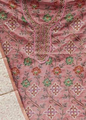 pink organza hand embroidery dress material 4