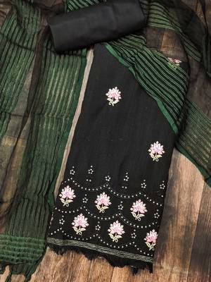 black cotton embroidered dress material 3