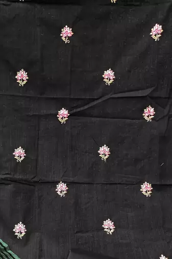 black cotton embroidered dress material