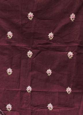 magenta cotton embroidered dress material 4