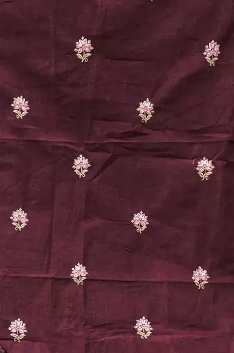 magenta cotton embroidered dress material