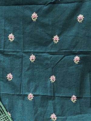 green cotton embroidered dress material 4