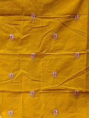 yellow cotton embroidered dress material 4