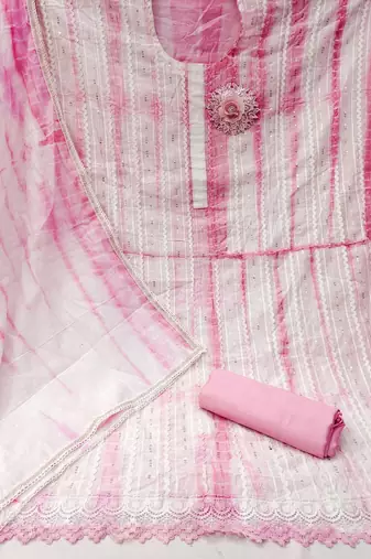 baby pink cotton sequins dress material