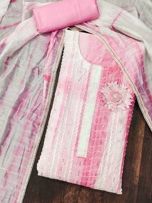 baby pink cotton sequins dress material 3