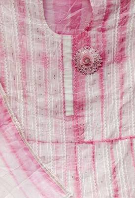 baby pink cotton sequins dress material 4