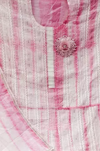 baby pink cotton sequins dress material