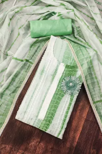 sea green cotton sequins dress material