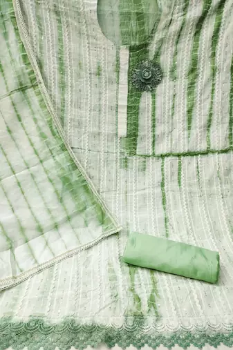 sea green cotton sequins dress material
