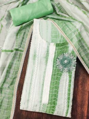 sea green cotton sequins dress material 3