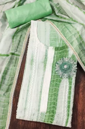 sea green cotton sequins dress material