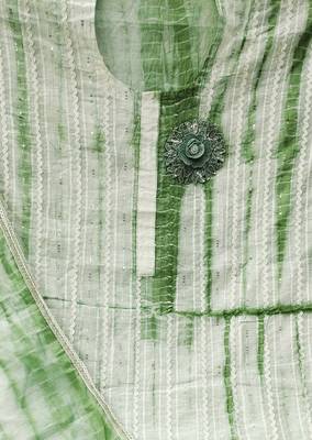 sea green cotton sequins dress material 4