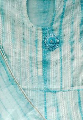 sky blue cotton sequins dress material 4