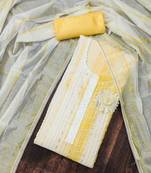 yellow cotton sequins dress material