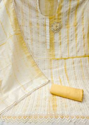 yellow cotton sequins dress material 2