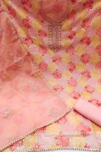 multicolor organza sequins dress material