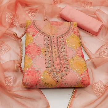 multicolor organza sequins dress material 3