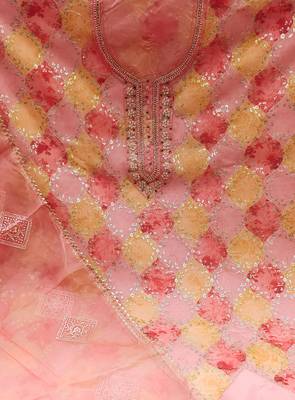 multicolor organza sequins dress material 4