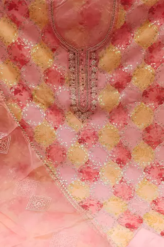 multicolor organza sequins dress material