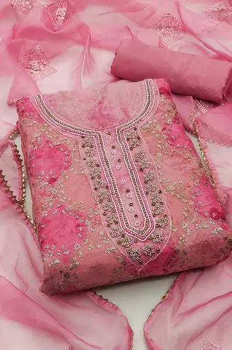 multicolor organza sequins dress material