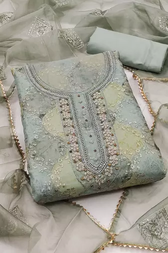 multicolor organza sequins dress material