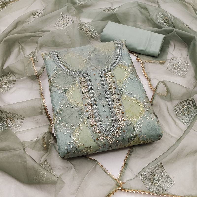 multicolor organza sequins dress material