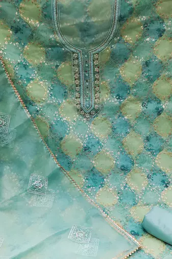 multicolor organza sequins dress material