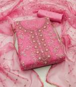 pink organza sequins dress material