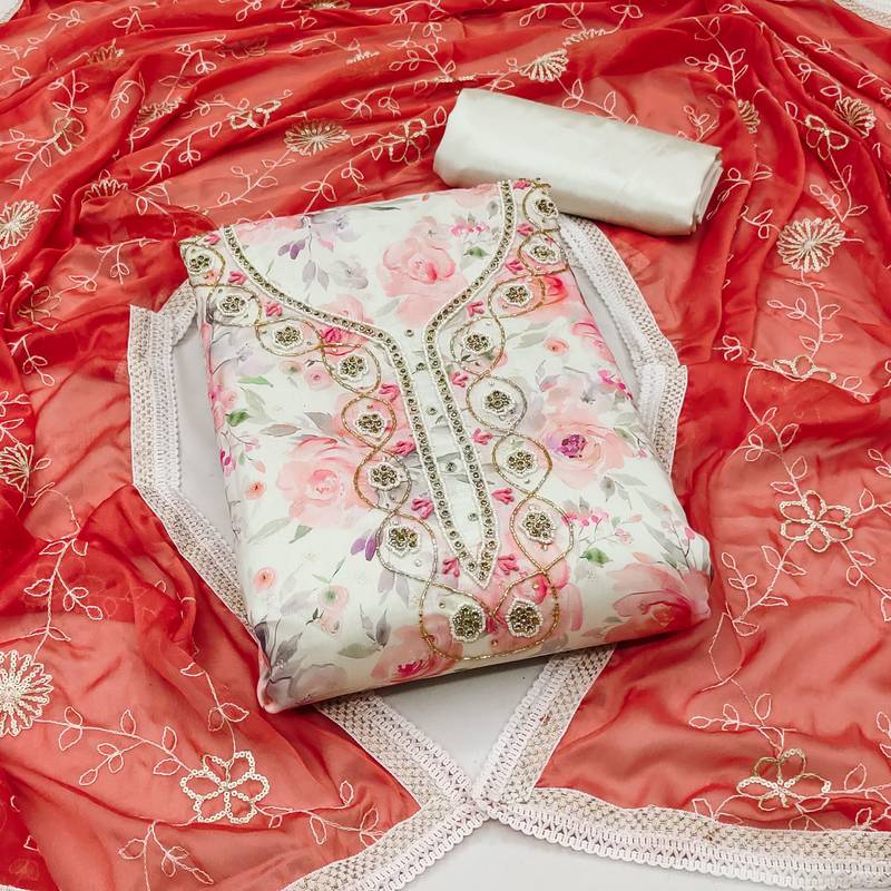 multicolor cotton hand embroidery dress material