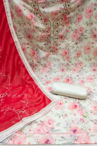 multicolor cotton hand embroidery dress material