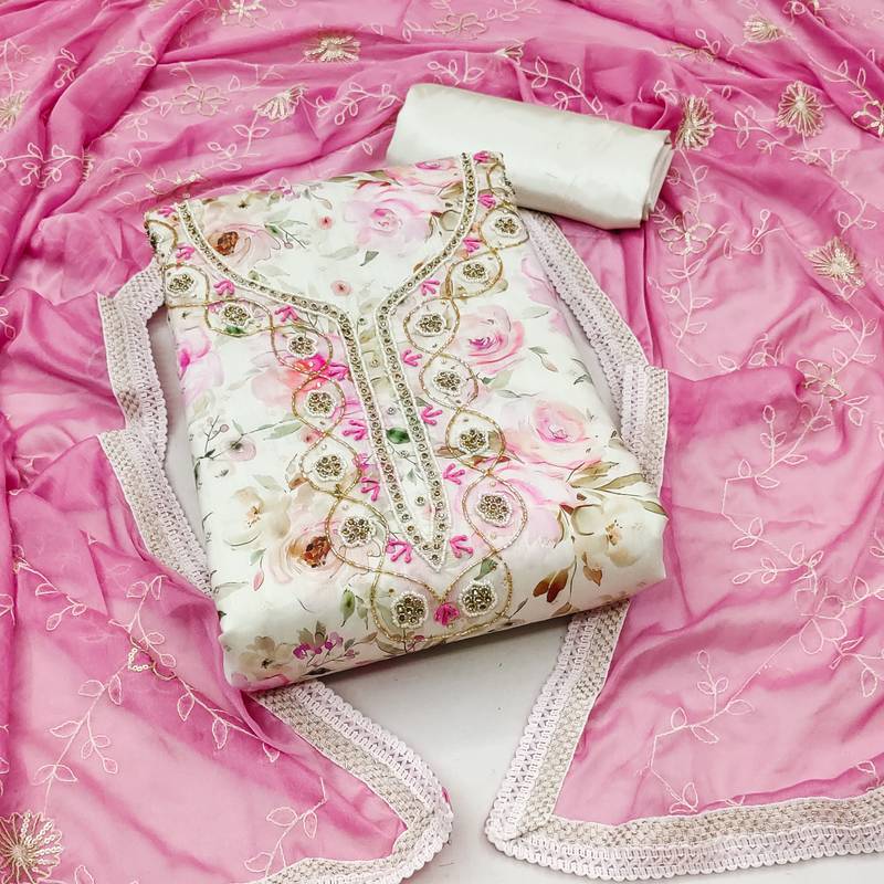 multicolor cotton hand embroidery dress material