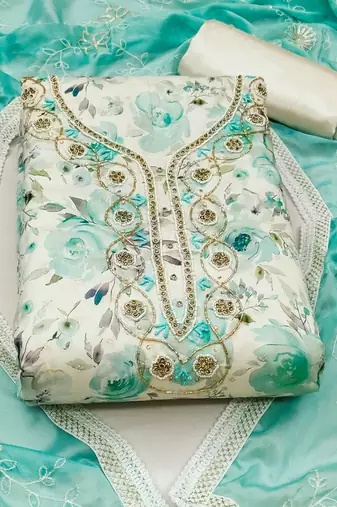 multicolor cotton hand embroidery dress material