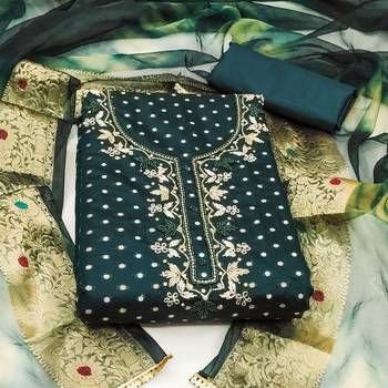 green cotton hand embroidery dress material 3