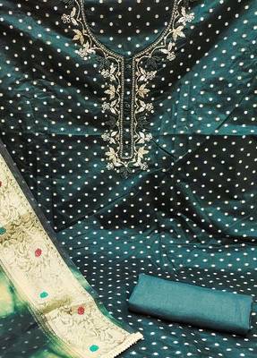 green cotton hand embroidery dress material 4