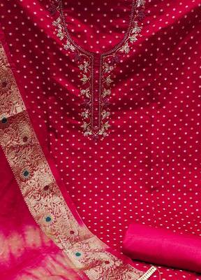 pink cotton hand embroidery dress material 4
