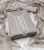 grey cotton hand embroidery dress material
