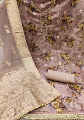 rose organza hand embroidery dress material 2