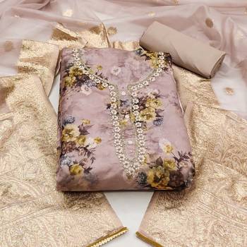 rose organza hand embroidery dress material 3