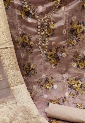 rose organza hand embroidery dress material 4