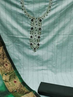 sea green cotton hand embroidery dress material 4