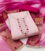 pink cotton hand embroidery dress material