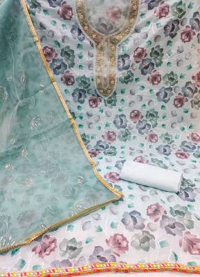 blue organza embroidered dress material 2