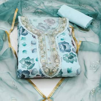 blue organza embroidered dress material 3