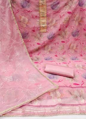 pink organza sequins dress material 2