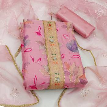 pink organza sequins dress material 3
