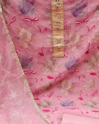 pink organza sequins dress material 4